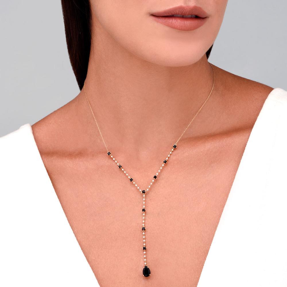 Colar em Ouro Amarelo com Diamante e Quartzo Negro - 2