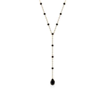 Colar em Ouro Amarelo com Diamante e Quartzo Negro