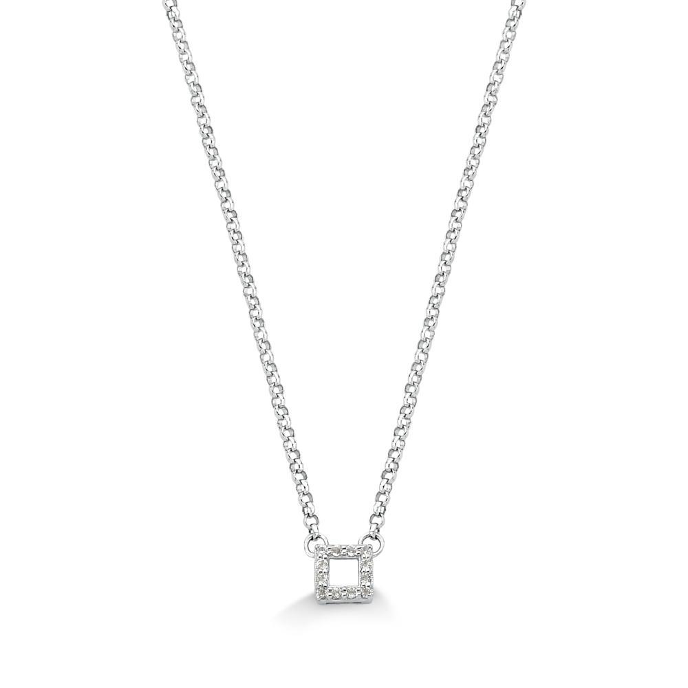 Colar Solitário Geométrico com Safiras em Prata 925 - 1