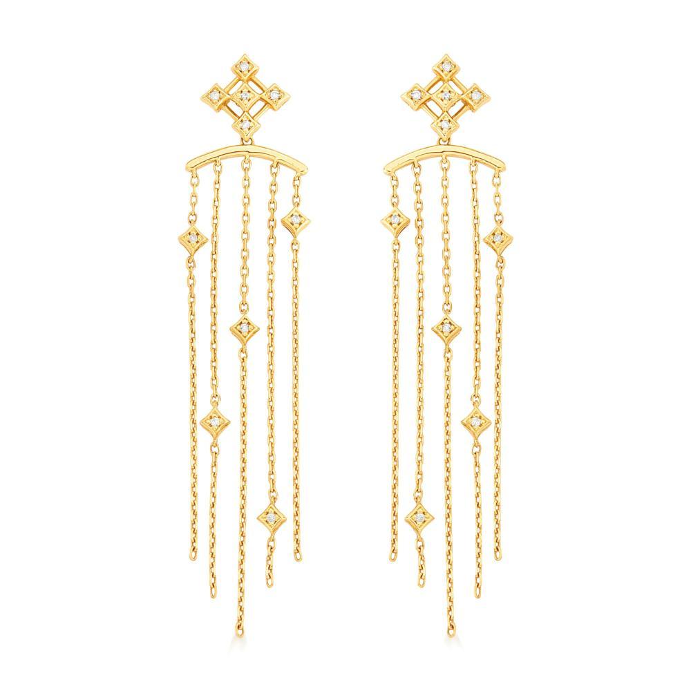 Brincos com Diamantes, em Ouro  Amarelo  18K - 1