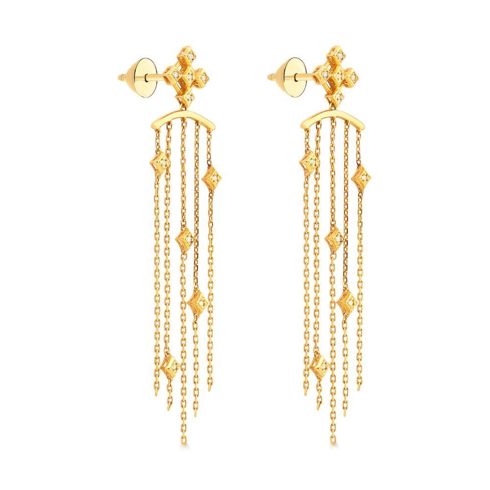 Brincos com Diamantes, em Ouro  Amarelo  18K - 3