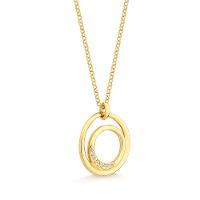 Colar Círculos Orgânico com Topázio In em Prata 925 com Banho de Ouro Amarelo 18K