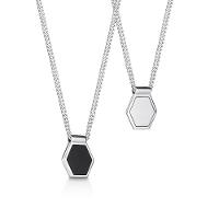 Colar Escapulário Hexagonal com Ágata Negra em Prata 925 - 2