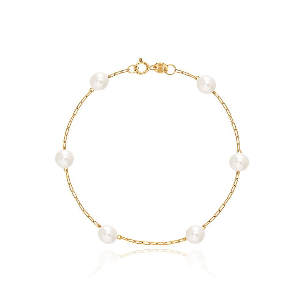 Pulseira com Pérola em Ouro Amarelo 18k - 18 cm - 1