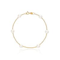 Pulseira com Pérola em Ouro Amarelo 18k - 18 cm - 1