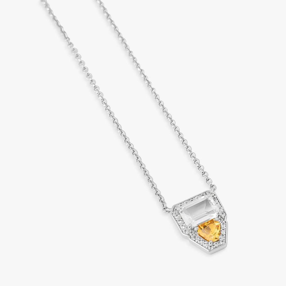 Colar Duplo com Citrino, Quartzo In e Safira In em Prata 925 - 3