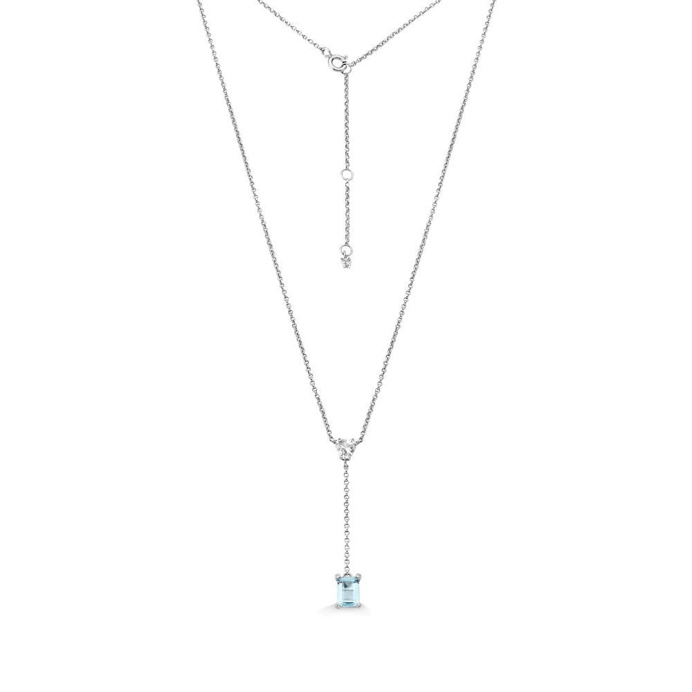 Colar Gravata com Safira e Topázio Azul em Prata 925 - 1