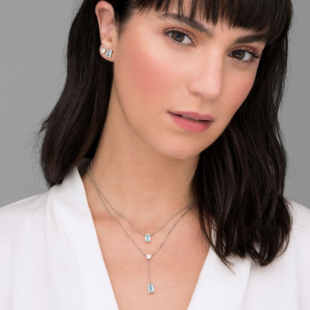 Colar Gravata com Safira e Topázio Azul em Prata 925 - 3