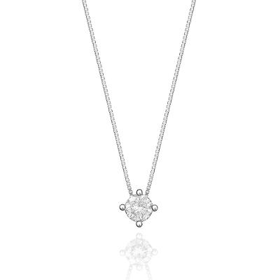 Colar Solitário com 20 Pontos de Diamantes em Ouro Branco 18k