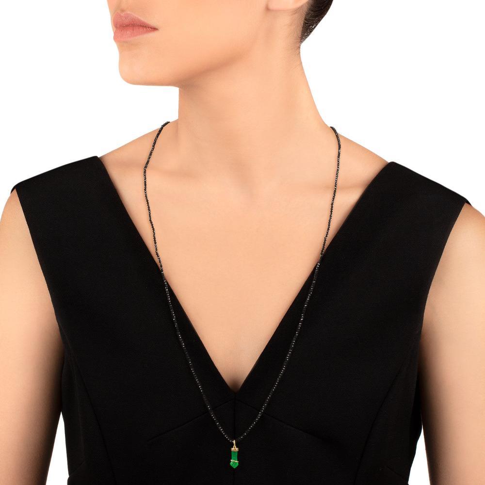 Colar em Espinélio Negro com Fecho em Ouro Amarelo 18k - 75 cm - 2