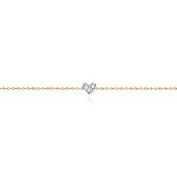 Pulseira Coração com Diamante em Ouro Amarelo 18k -  18 cm - 1
