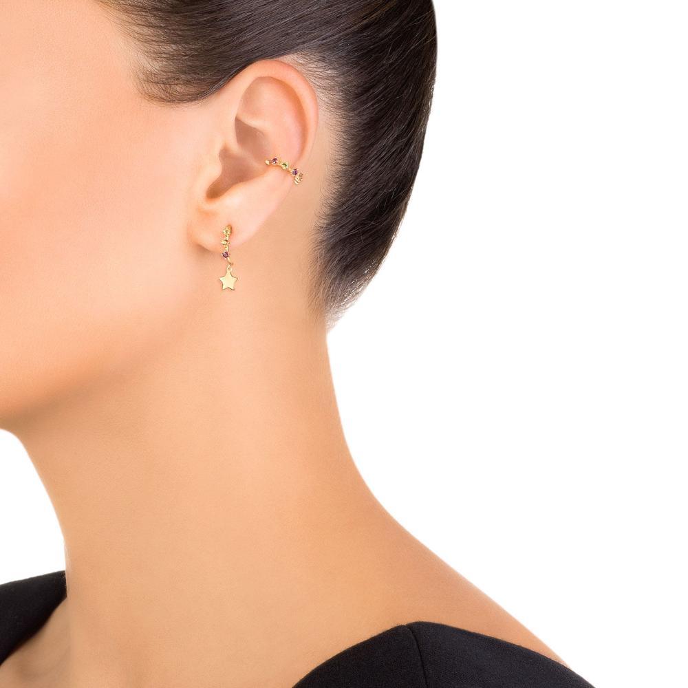 Piercing em Ouro Amarelo com Rodolita, Safira Amarela, Safira Laranja - 2