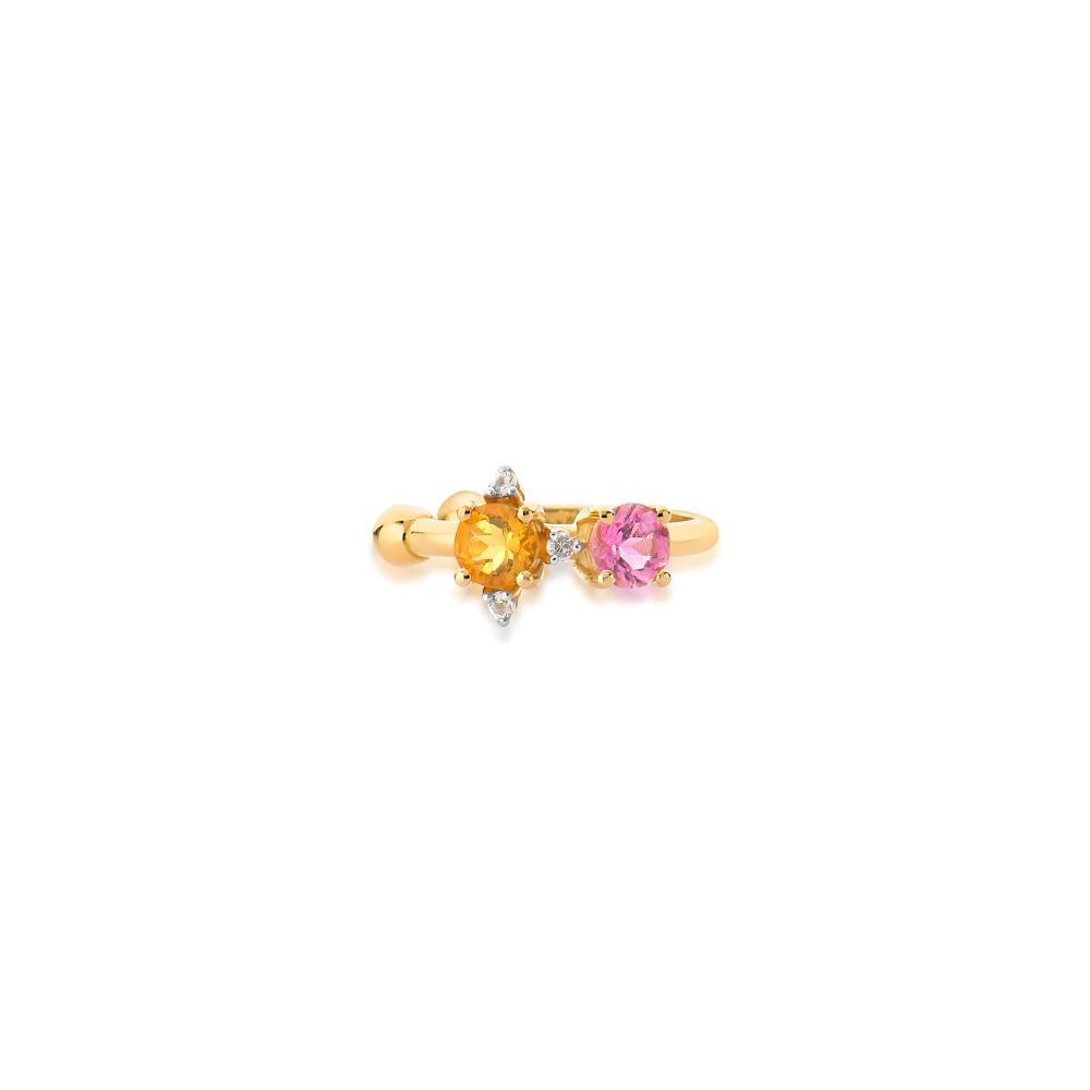 Piercing em Ouro Amarelo com Citrino, Topázio In, Turmalina Rosa - 1