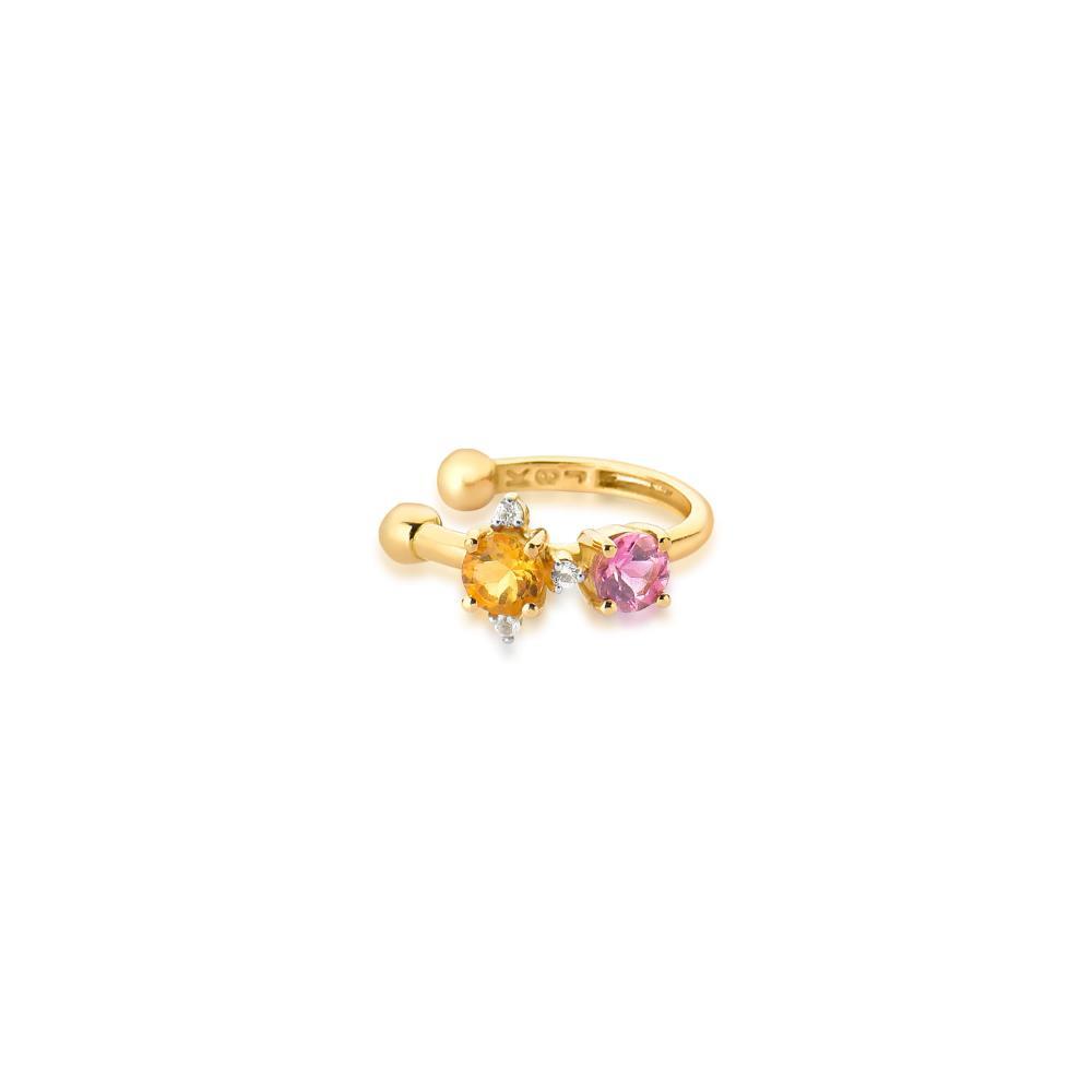 Piercing em Ouro Amarelo com Citrino, Topázio In, Turmalina Rosa - 3