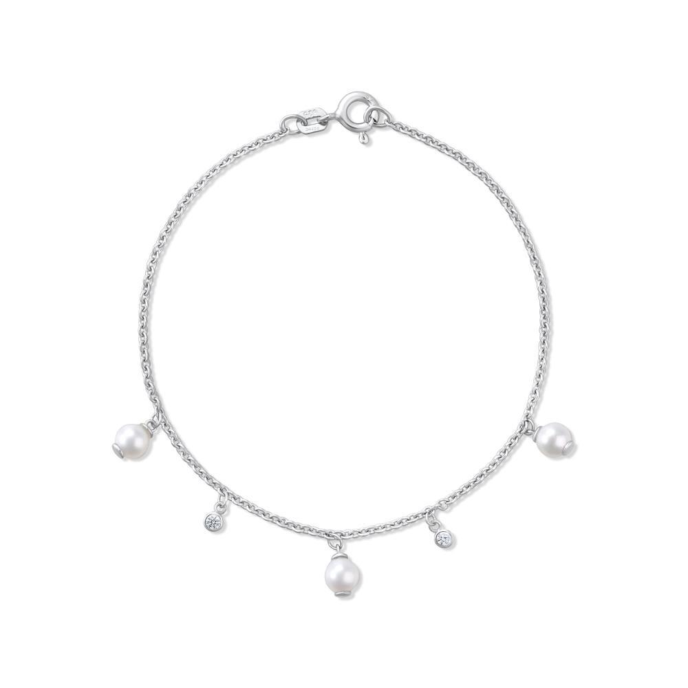 Pulseira Com Pérolas e Topázio In em Prata 925 - 18 cm - 1
