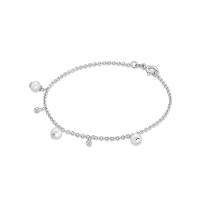 Pulseira Com Pérolas e Topázio In em Prata 925 - 18 cm
