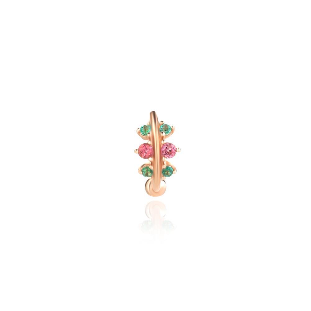 Piercing em Ouro Rosé com Turmalina Rosa, Topázio Verde - 1