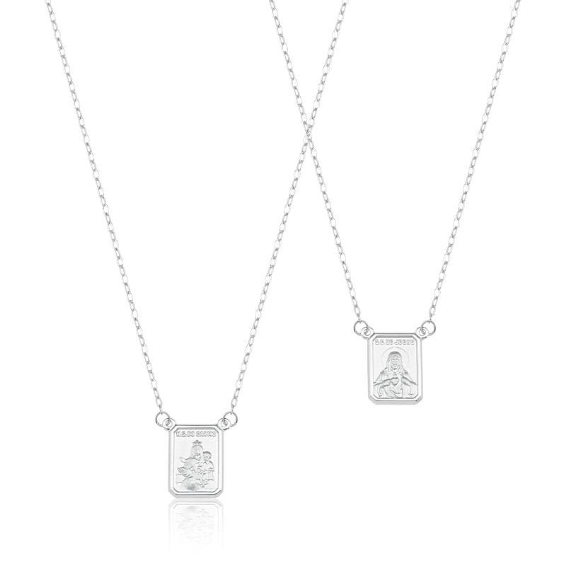 Escapulário Ouro Branco Nossa Senhora do Carmo | Sagrado Coração - 1