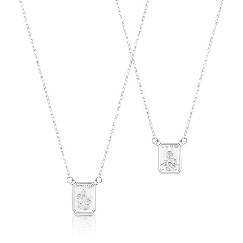 Escapulário Ouro Branco Nossa Senhora do Carmo | Sagrado Coração - 2