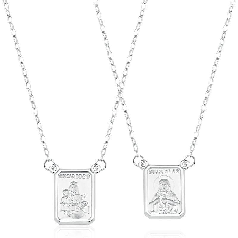 Escapulário Ouro Branco Nossa Senhora do Carmo | Sagrado Coração - 4