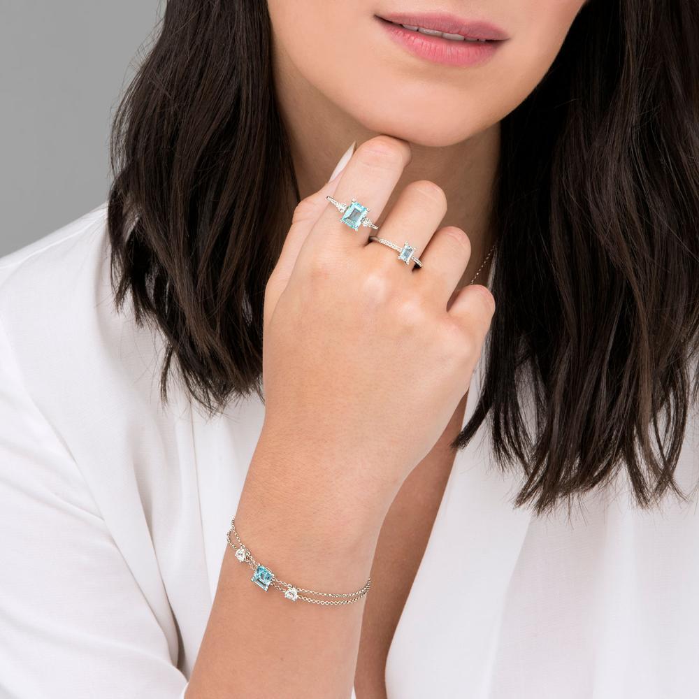 Pulseira ável com Safira e Topázio Azul em Prata 925 - 17cm - 2