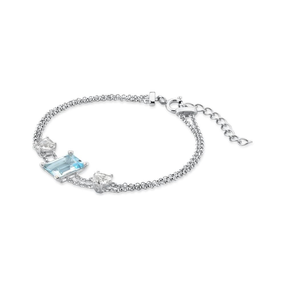 Pulseira ável com Safira e Topázio Azul em Prata 925 - 17cm - 3