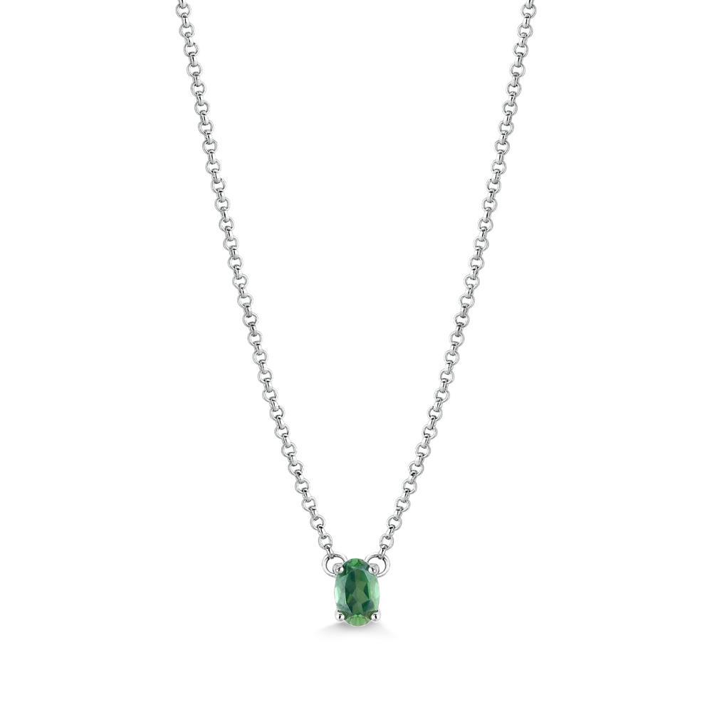 Colar Solitário com Topázio Verde em Prata 925 - 1
