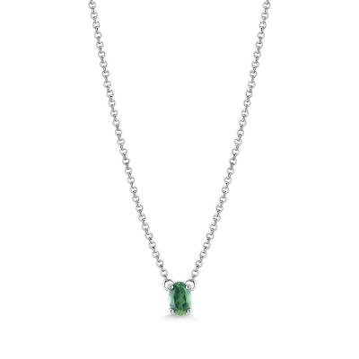 Colar Solitário com Topázio Verde em Prata 925