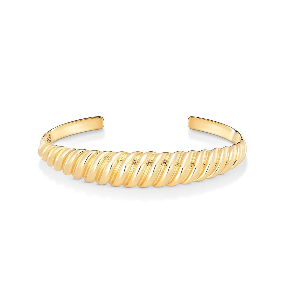 Pulseira Rígida Ondulada em Prata 925 com Banho de Ouro 18k - 17cm - 1