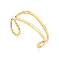 Pulseira Rígida Orgânica com Topázio In em Prata 925 com Banho de Ouro Amarelo 18K - 16 cm - 1