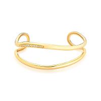 Pulseira Rígida Orgânica com Topázio In em Prata 925 com Banho de Ouro Amarelo 18K - 16 cm - 5