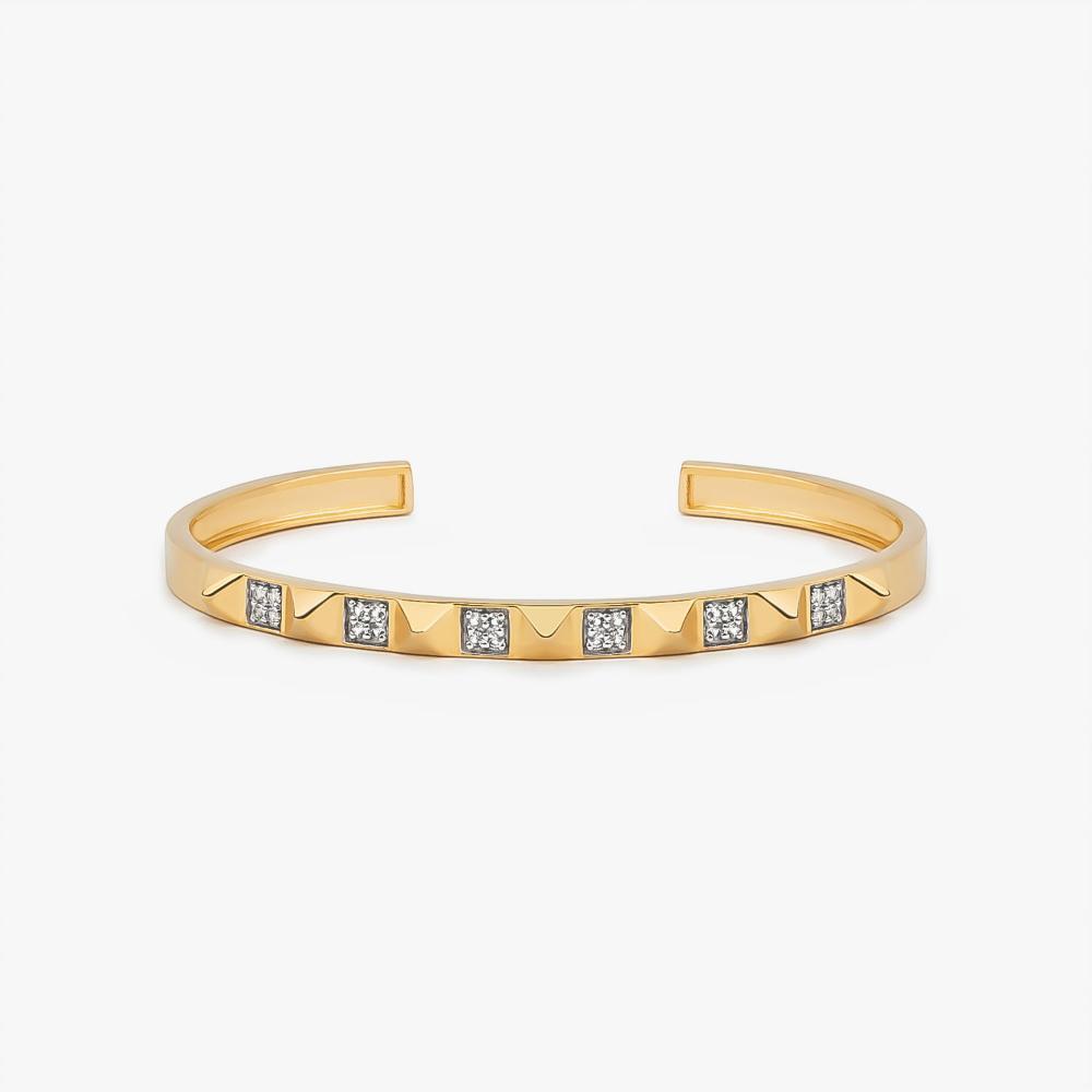 Pulseira Rígida Spikes com Topázio In em Prata 925 com Banho de Ouro Amarelo 18k - 17 cm - 1