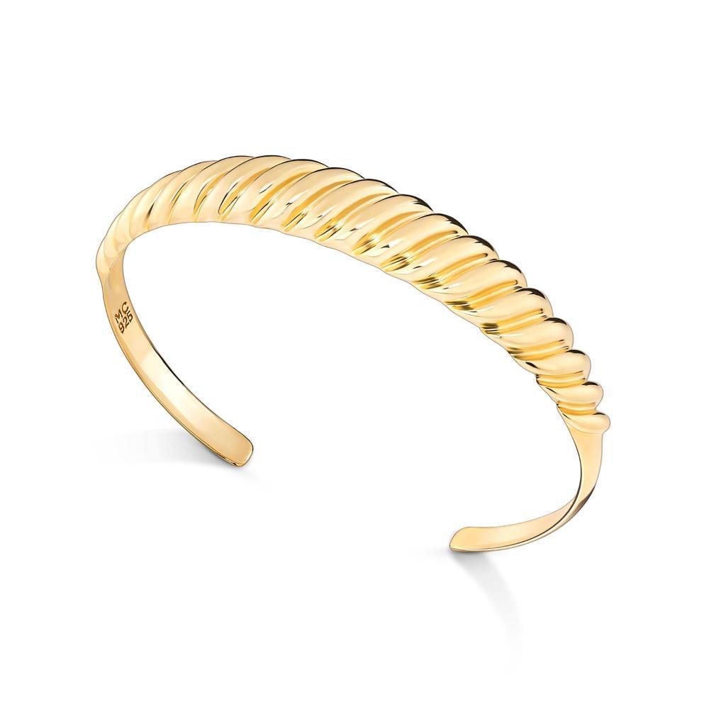 Pulseira Rígida Ondulada em Prata 925 com Banho de Ouro 18k - 18cm - 3