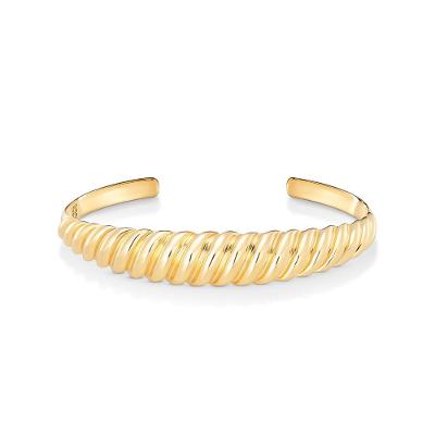 Pulseira Rígida Ondulada em Prata 925 com Banho de Ouro 18k - 18cm