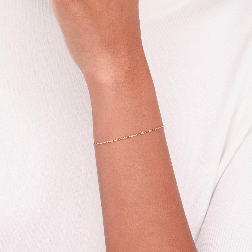 Pulseira Malha Singapura em Ouro Amarelo 18k - 18 cm - 2