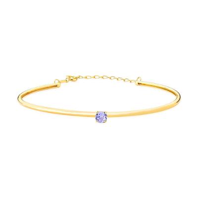 Pulseira Rígida com Tanzanita em Ouro Amarelo 18k - 17 cm