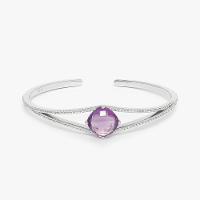 Pulseira Rígida com Ametista e Safira In em Prata 925 - 17 cm - 1