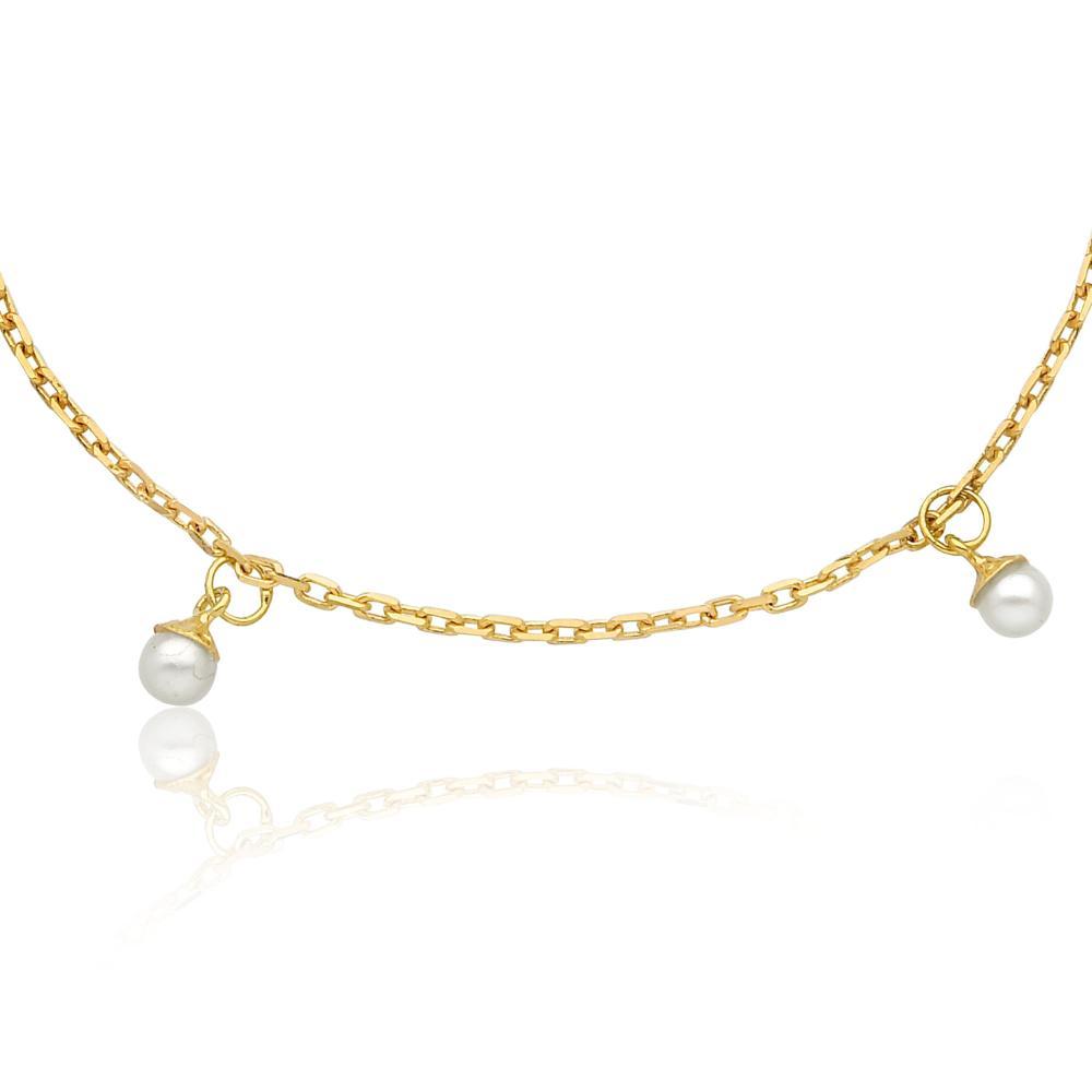 Pulseira Infantil Pérolas em Ouro Amarelo 18k - 14 cm - 2