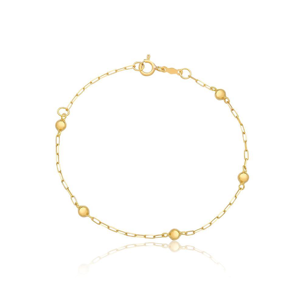 Pulseira Infantil Esferas em Ouro Amarelo 18k - 14 cm - 1