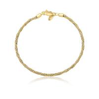Pulseira Malha Laser Torcida em Ouro Amarelo e Ouro Branco 18k - 18 cm - 1