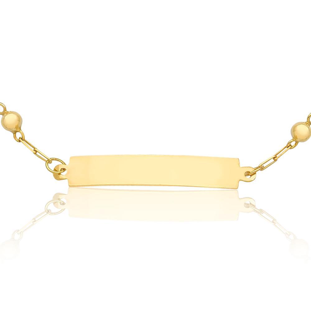 Pulseira Infantil Esferas Personalizável em Ouro Amarelo 18k - 13 cm - 3