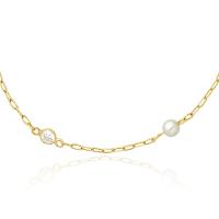 Pulseira Infantil com Pérolas e Zircônia em Ouro Amarelo 18k -  15 cm - 2
