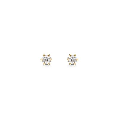 Brinco Solitário com 30 Pontos de Diamantes em Ouro Amarelo 18k