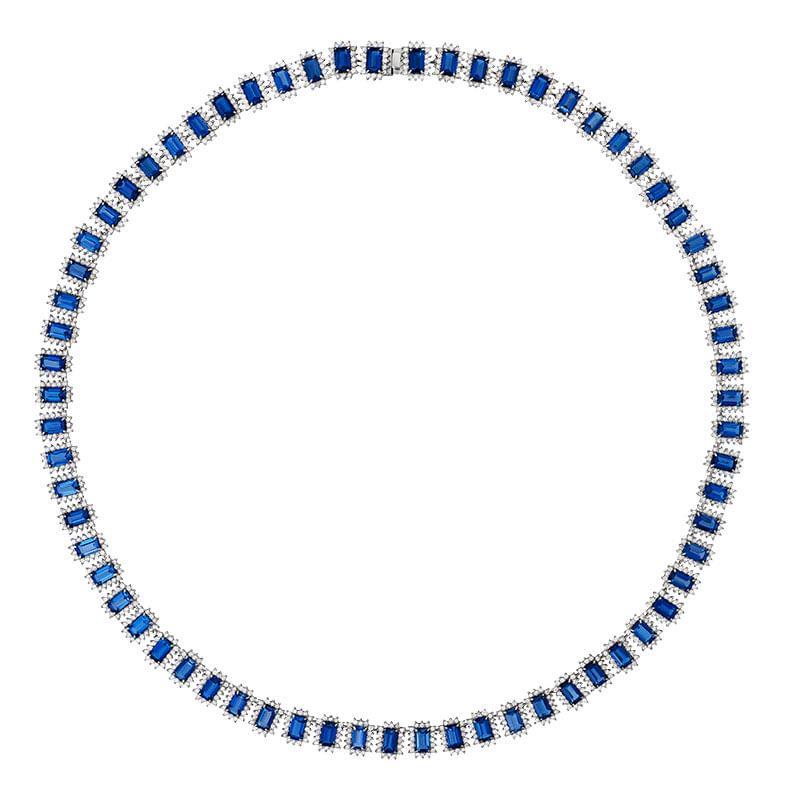 Colar com Topázio London e Diamantes em Ouro Branco 18k - 1