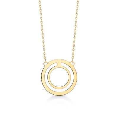 Colar Círculo Vazado em Prata 925 com Banho de Ouro Amarelo 18k