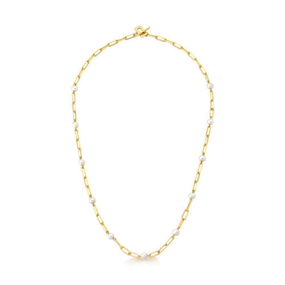 Colar com Pérolas e Corrente em Prata 925 com Banho de Ouro Amarelo 18k - 3