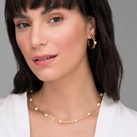 Colar com Pérolas e Corrente em Prata 925 com Banho de Ouro Amarelo 18k - 2