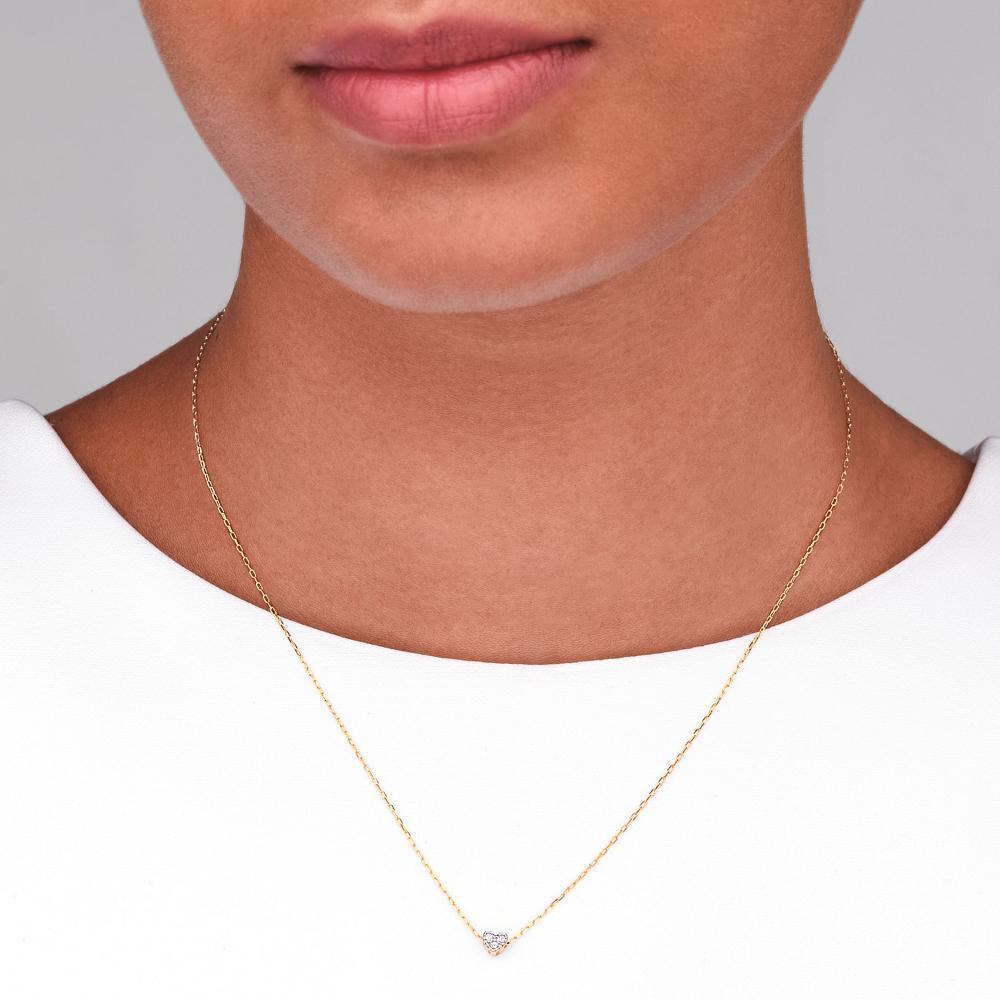Colar Coração em Ouro Amarelo com Diamante - 2