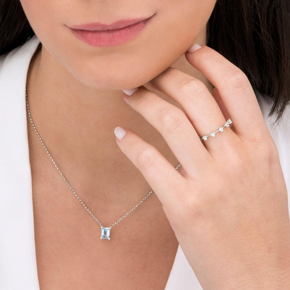 Colar Solitário com Safira e Topázio Azul em Prata 925 - 2