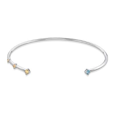 Colar Rígido com Citrino e Topázio Azul em Prata 925